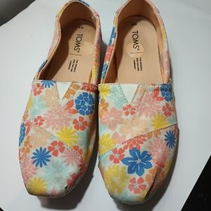 Toms Floral Canvas Slip-Ons in Pastel Shades